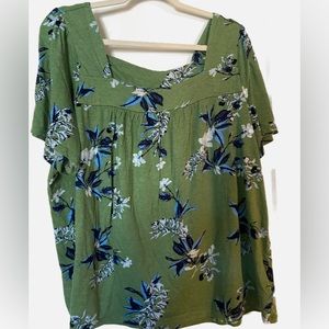Lucky Brand woman’s T Shirt Green Floral‎ size XXL